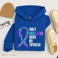 Thyroid Cancer Ribbon Thyroidectomy Removal Surgery Badasses Great Gift Hoodie thumb 4