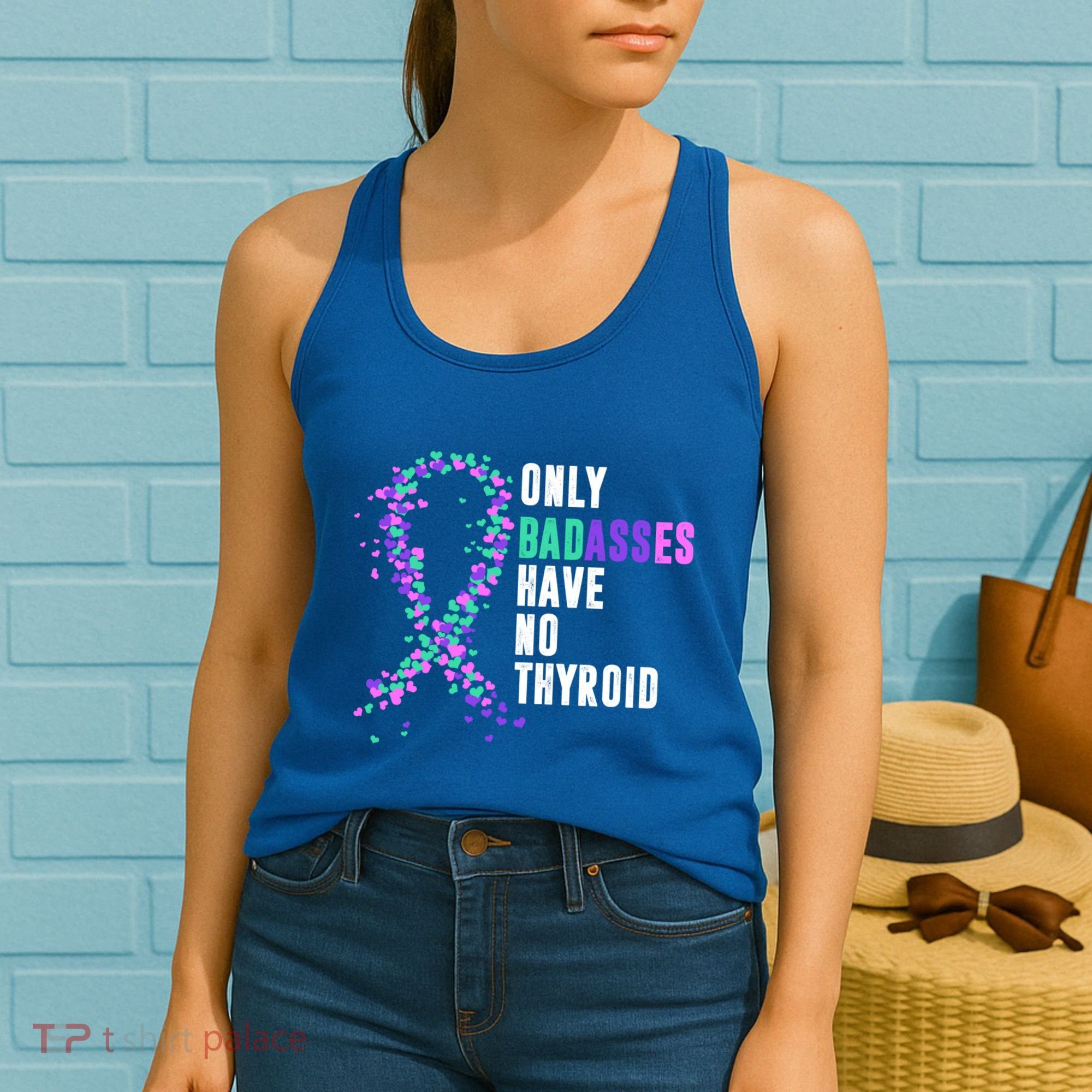 Thyroid Cancer Ribbon Thyroidectomy Removal Surgery Badasses Great Gift Women's Tank Top
