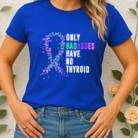 Thyroid Cancer Ribbon Thyroidectomy Removal Surgery Badasses Great Gift Women's T-Shirt thumb 2