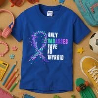 Thyroid Cancer Ribbon Thyroidectomy Removal Surgery Badasses Great Gift Kids T-Shirt thumb 3