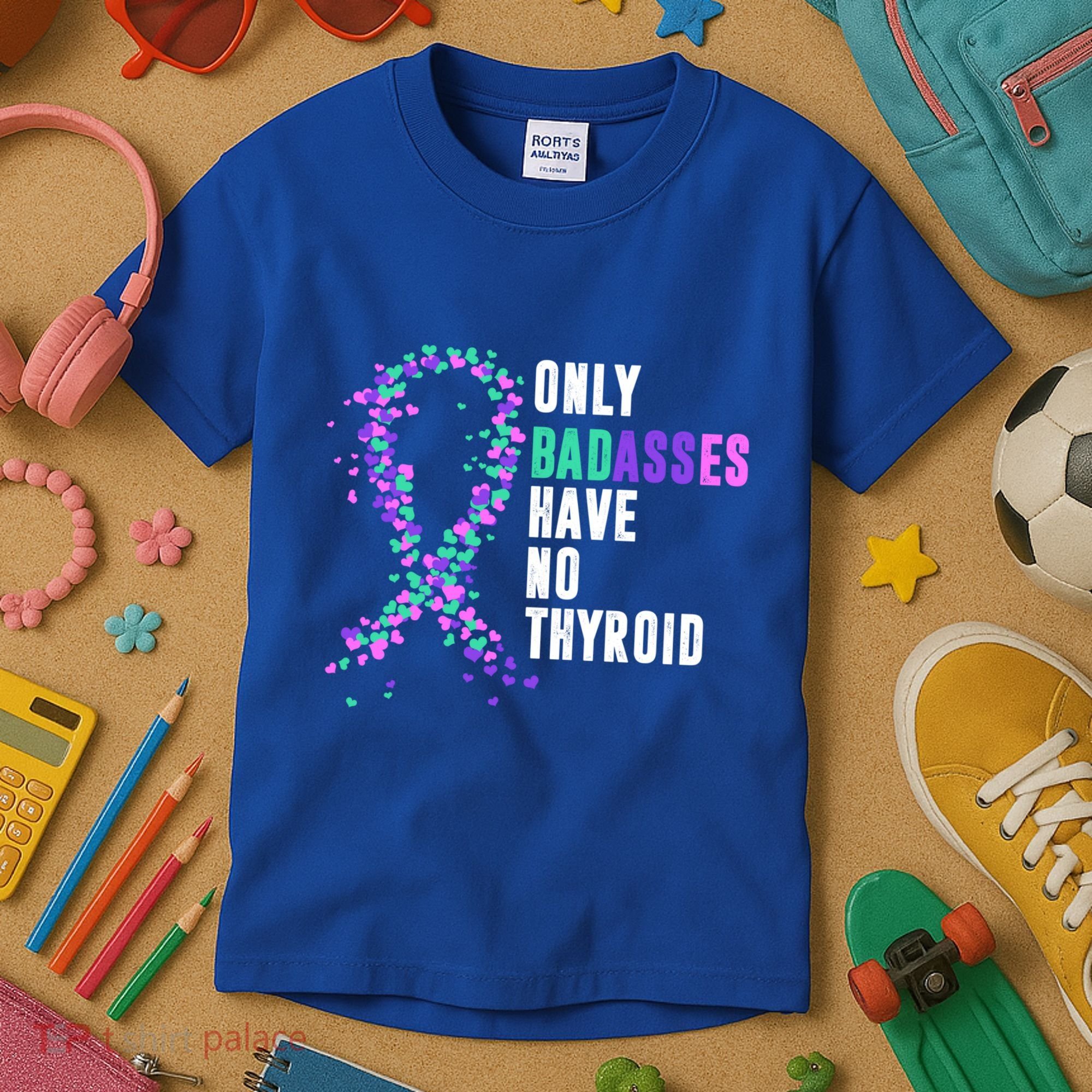 Thyroid Cancer Ribbon Thyroidectomy Removal Surgery Badasses Great Gift Kids T-Shirt