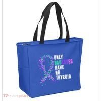 Thyroid Cancer Ribbon Thyroidectomy Removal Surgery Badasses Great Gift Tote Bag thumb 2