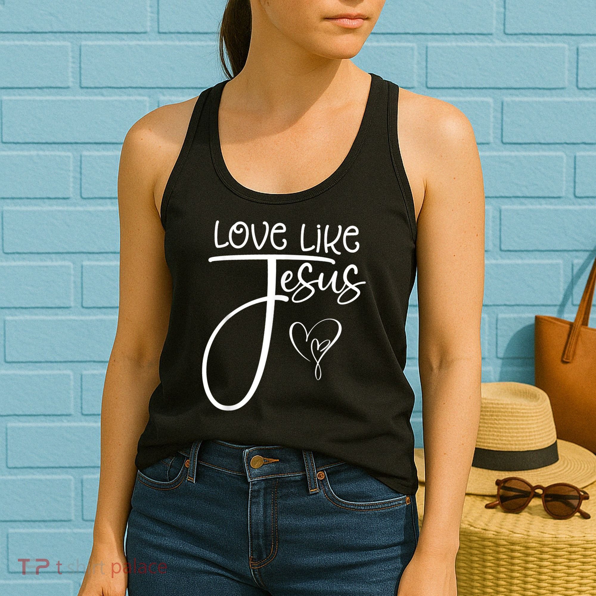 Trendy Christian Religious Love Like Jesus Women's Tank Top