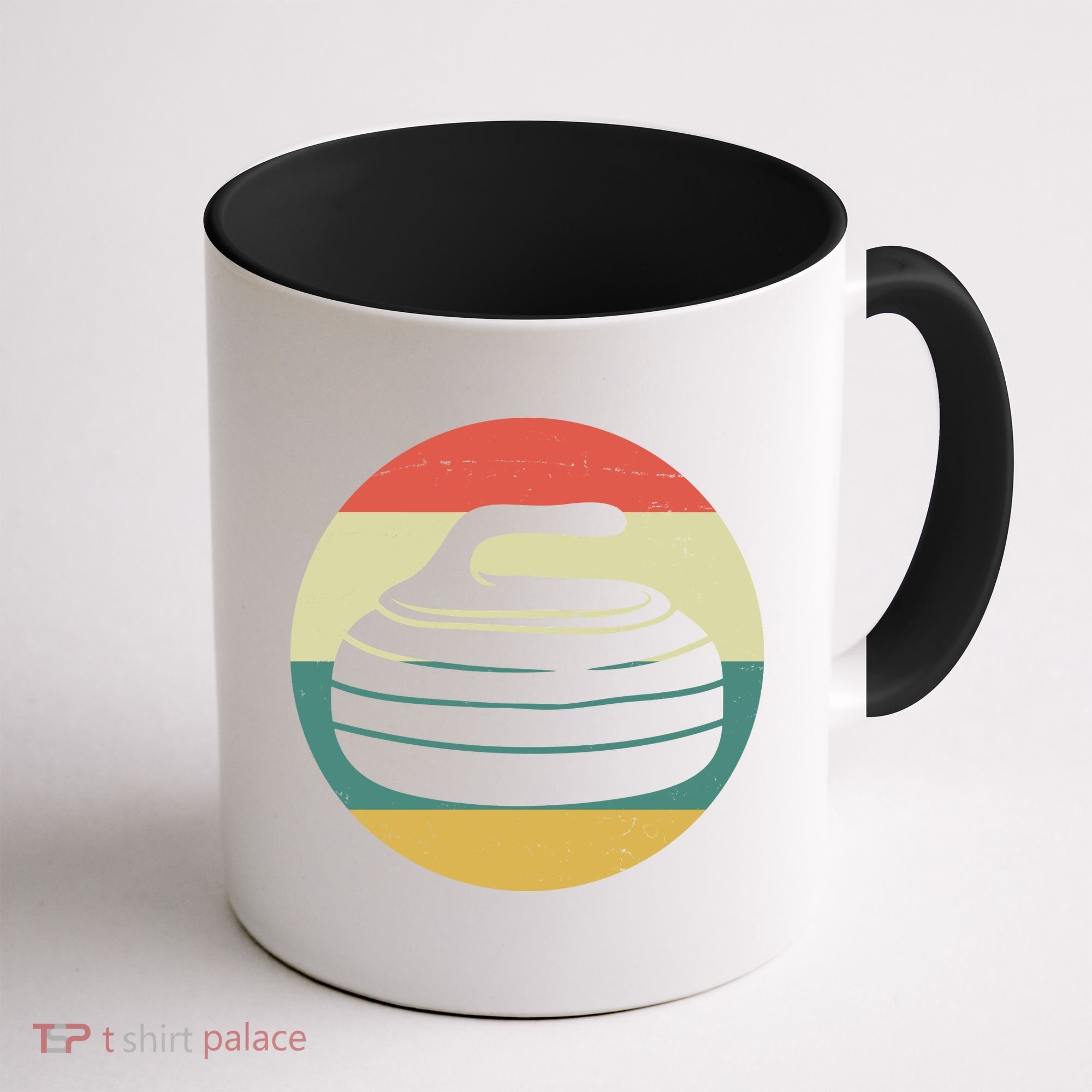 Team Curling Retro Sunset Sport Coffee Mug
