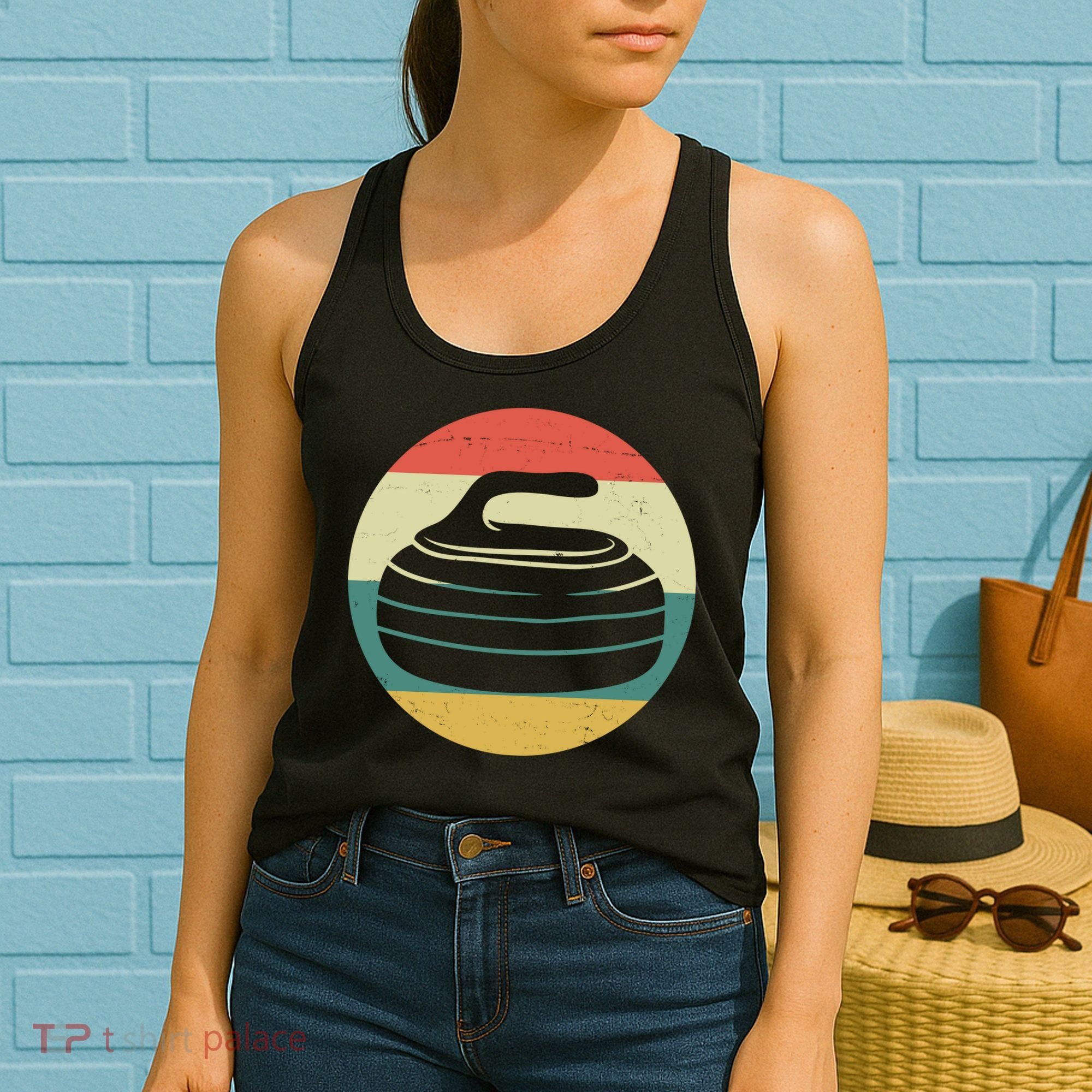 Team Curling Retro Sunset Sport Women's Tank Top