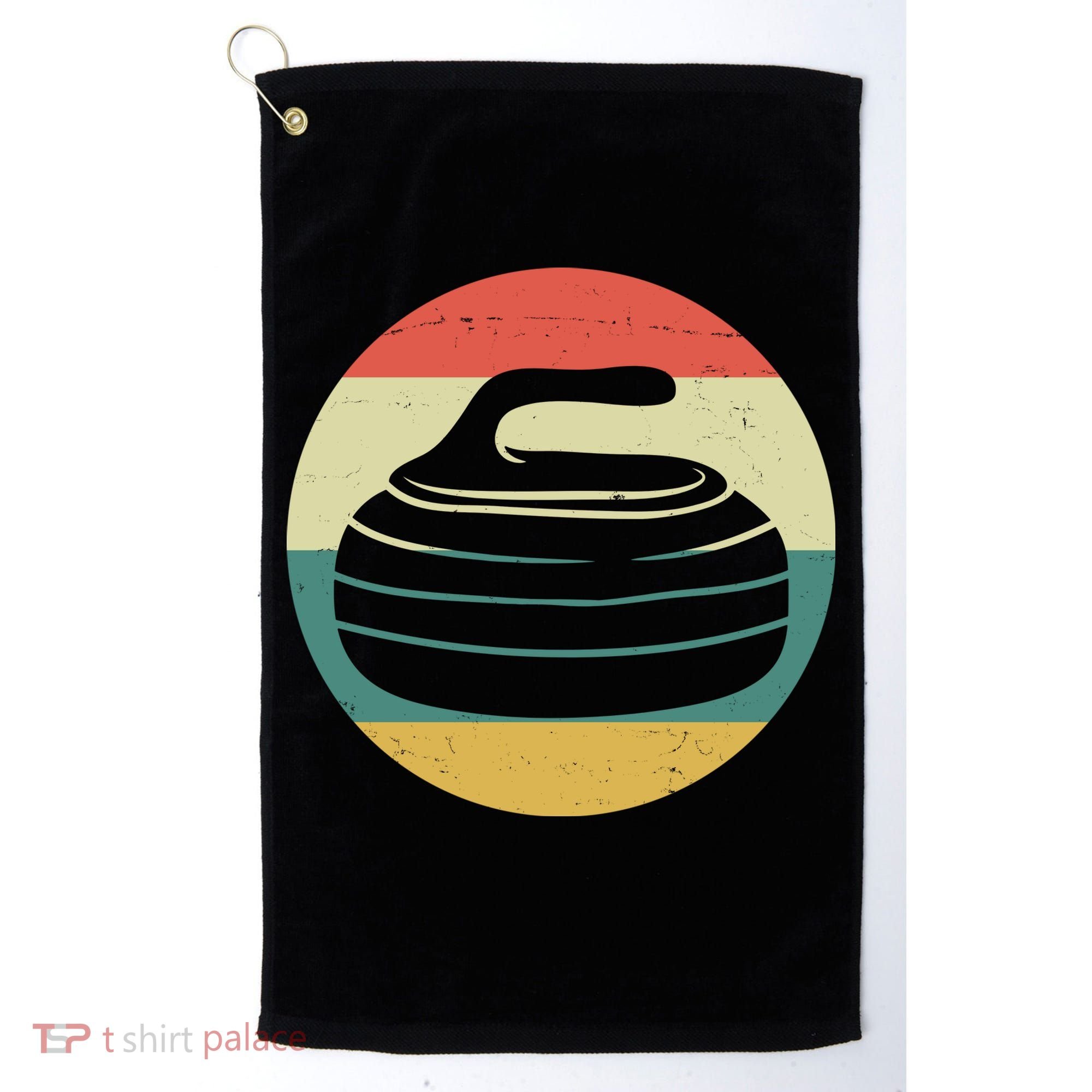 Team Curling Retro Sunset Sport Golf Towel