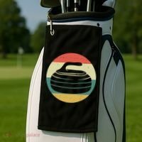 Team Curling Retro Sunset Sport Golf Towel thumb 2