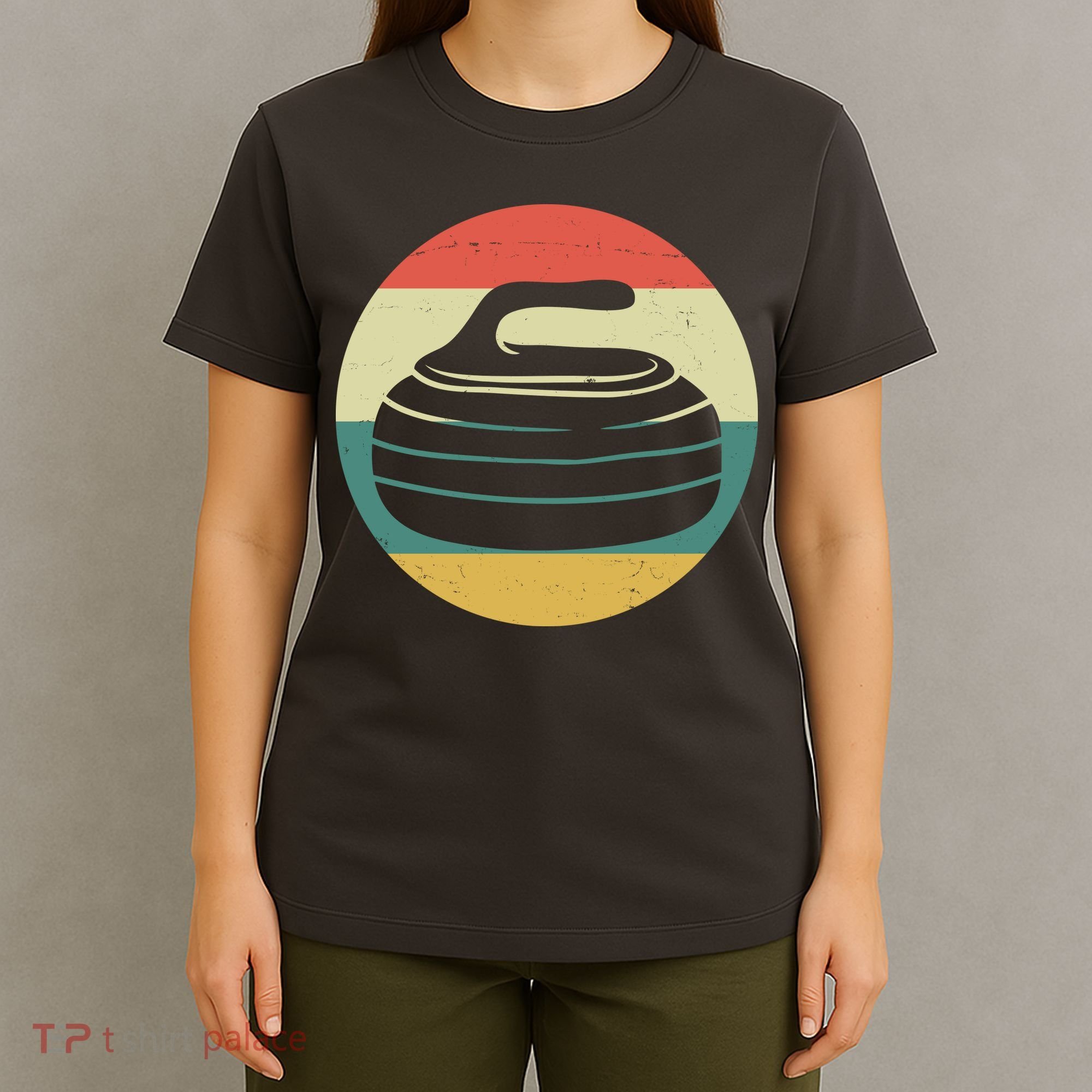 Team Curling Retro Sunset Sport T-Shirt