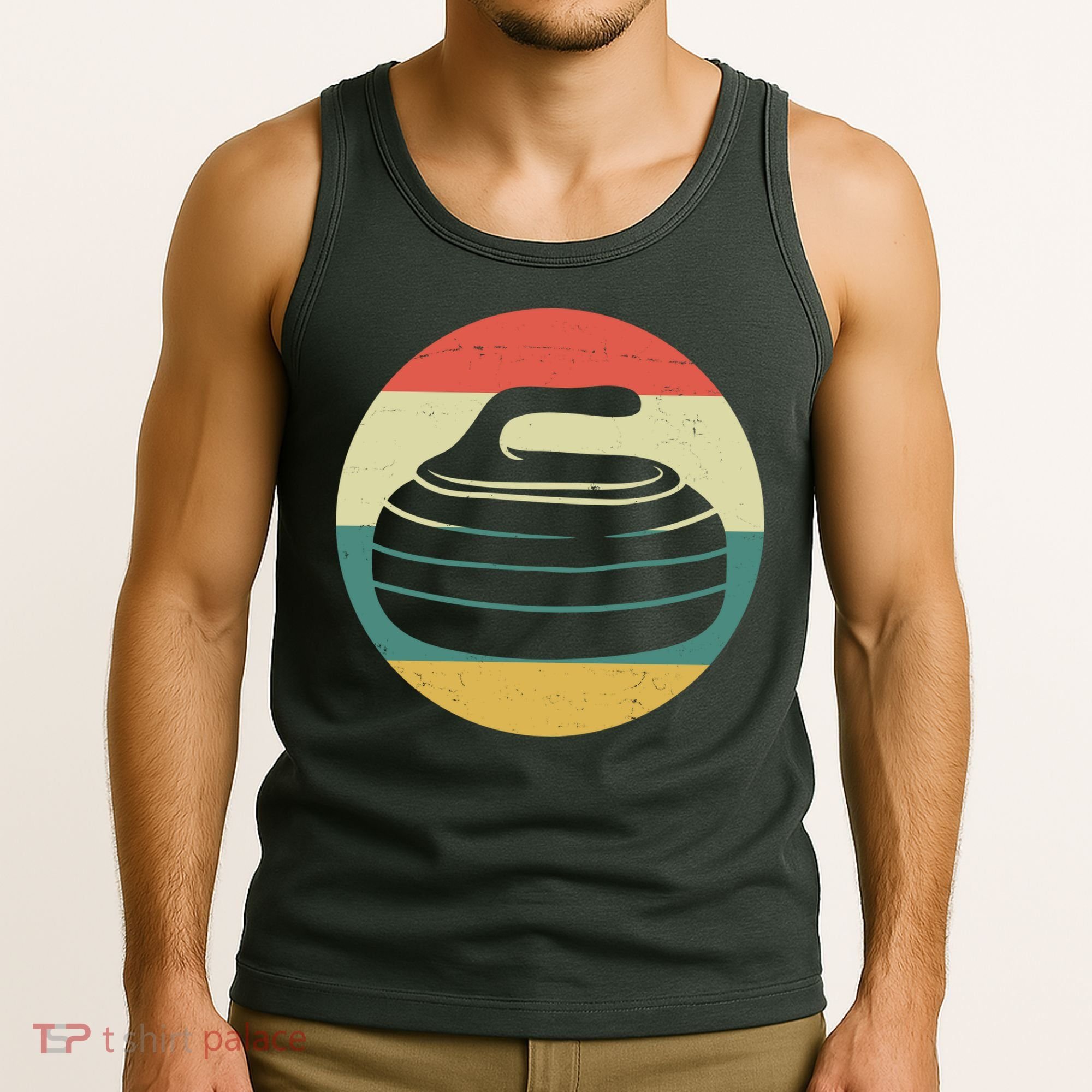 Team Curling Retro Sunset Sport Tank Top