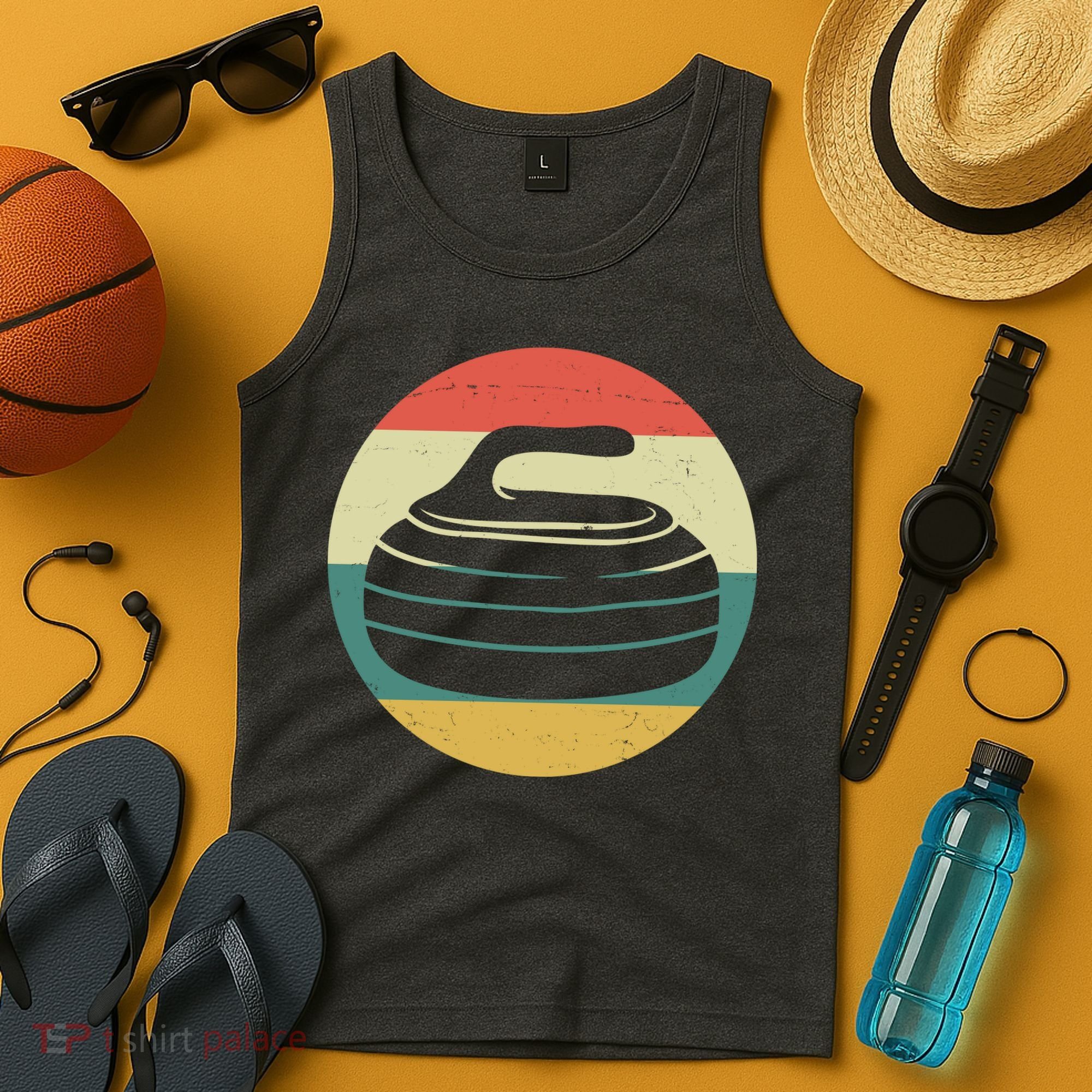 Team Curling Retro Sunset Sport Tank Top