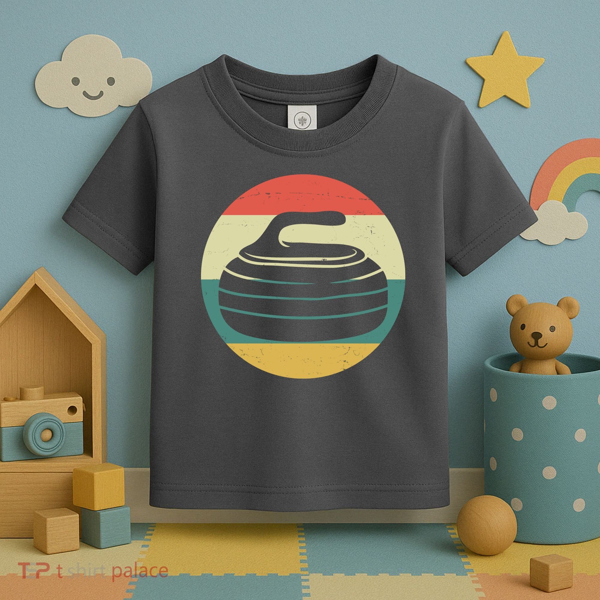 Team Curling Retro Sunset Sport Toddler T-Shirt