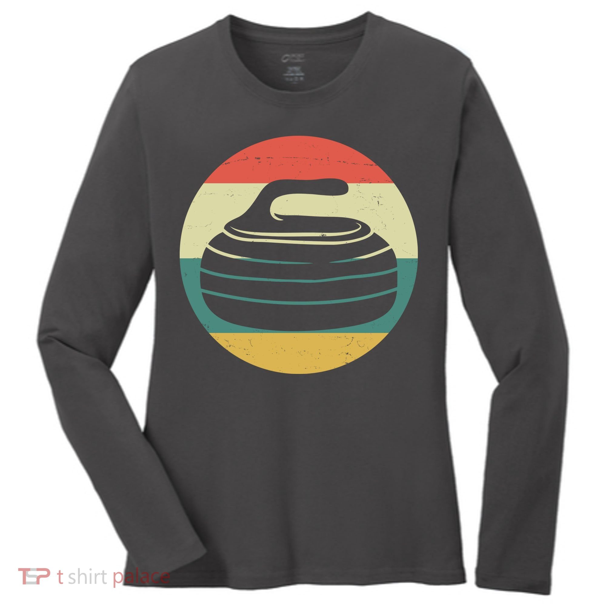 Team Curling Retro Sunset Sport Women's Long Sleeve Shirt