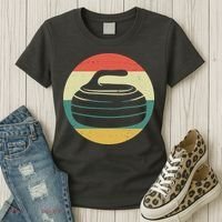Team Curling Retro Sunset Sport Women's T-Shirt thumb 3