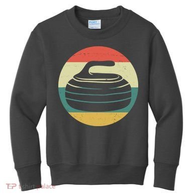 Team Curling Retro Sunset Sport Kids Sweatshirt