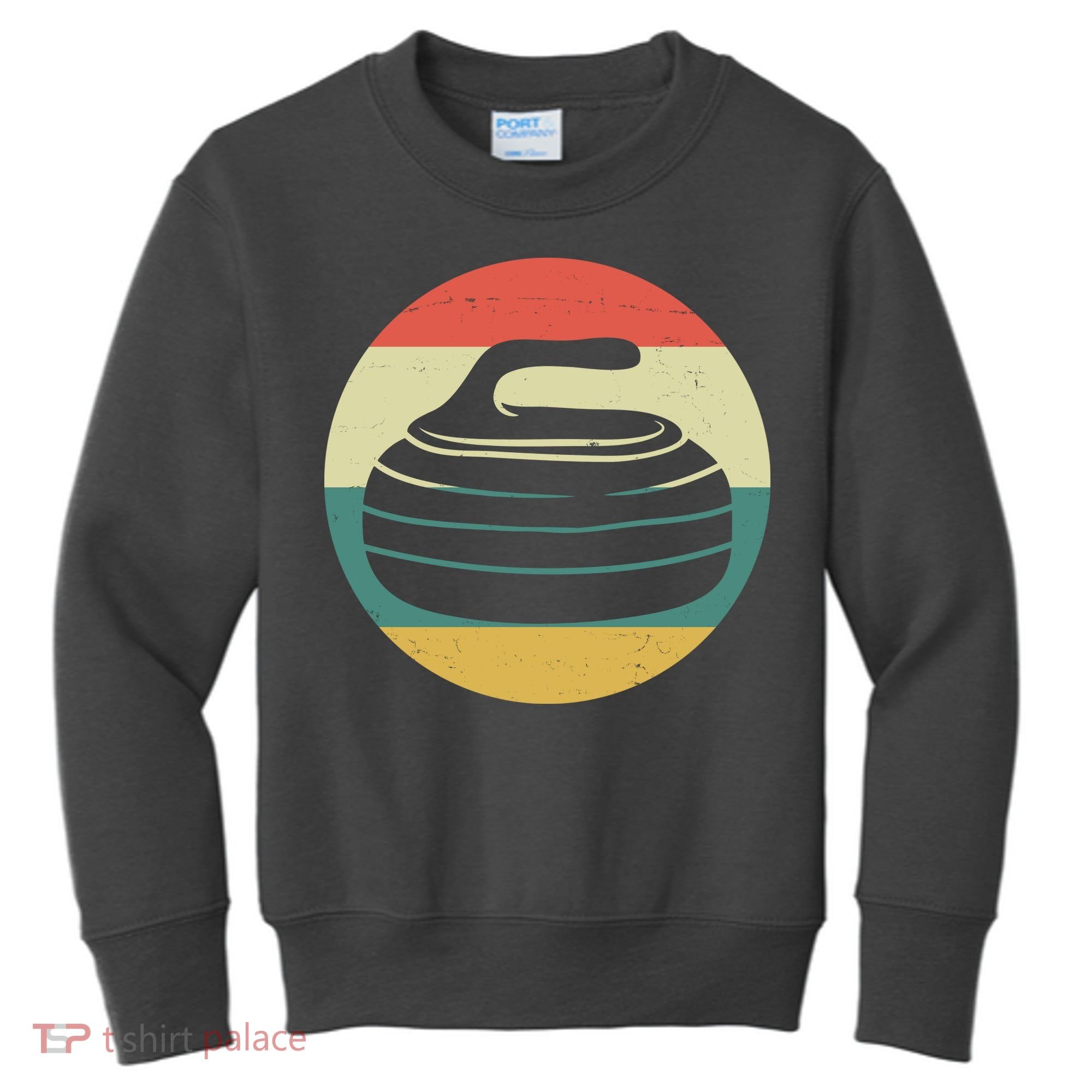 Team Curling Retro Sunset Sport Kids Sweatshirt