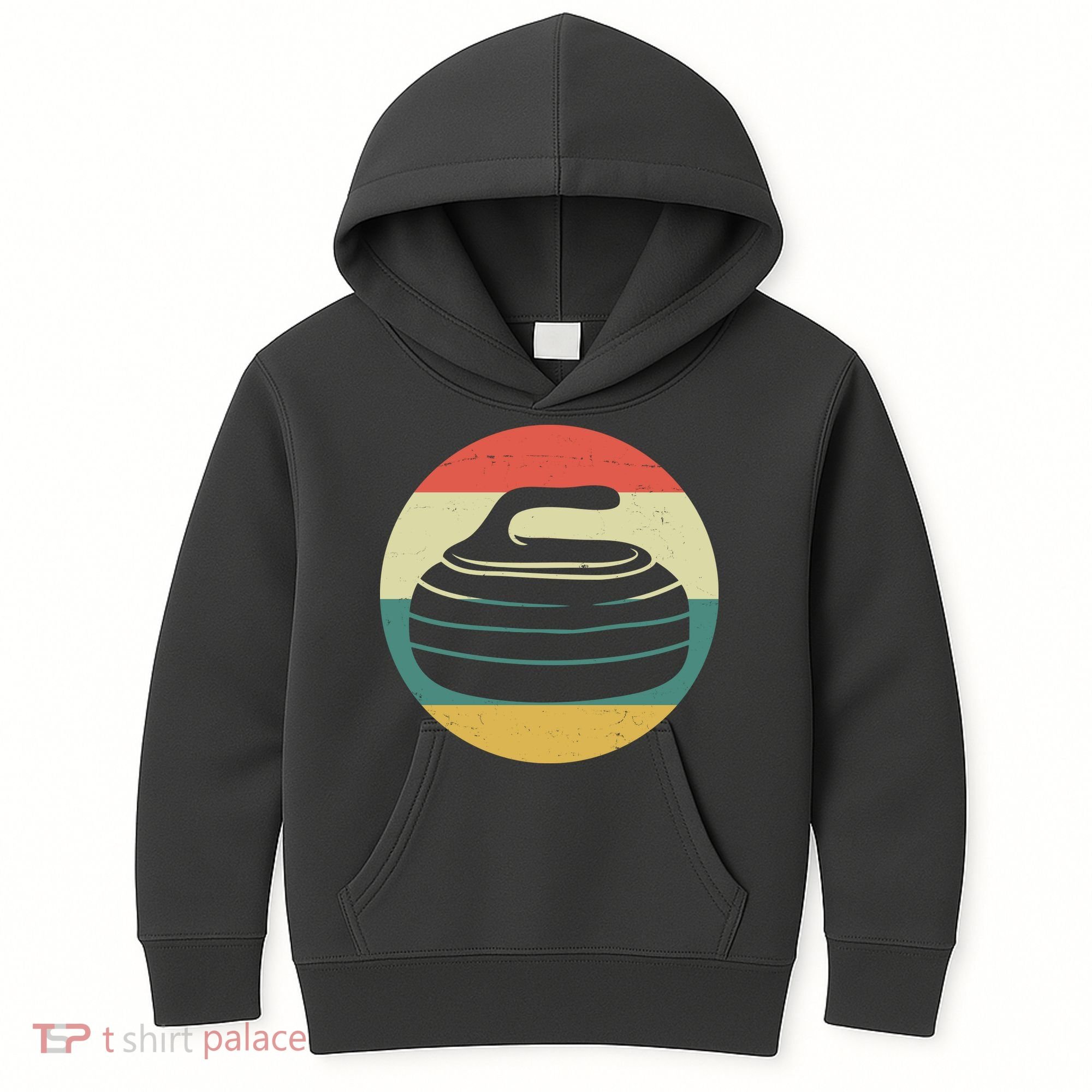 Team Curling Retro Sunset Sport Kids Hoodie