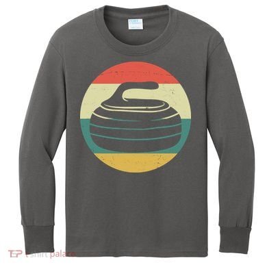 Team Curling Retro Sunset Sport Kids Long Sleeve Shirt