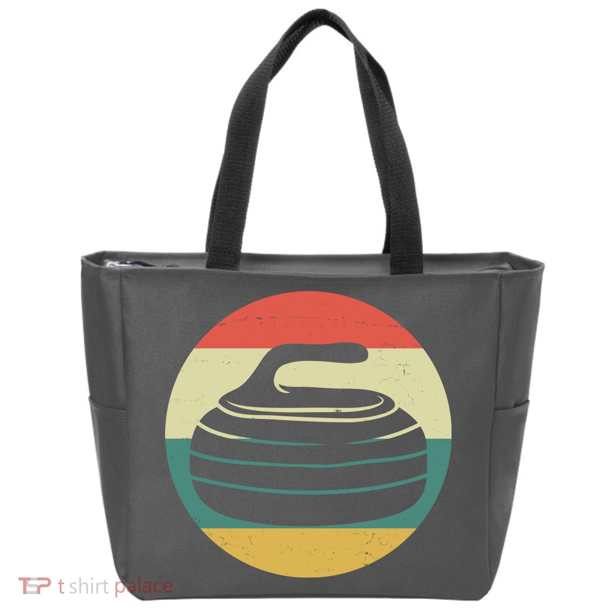 Team Curling Retro Sunset Sport Tote Bag