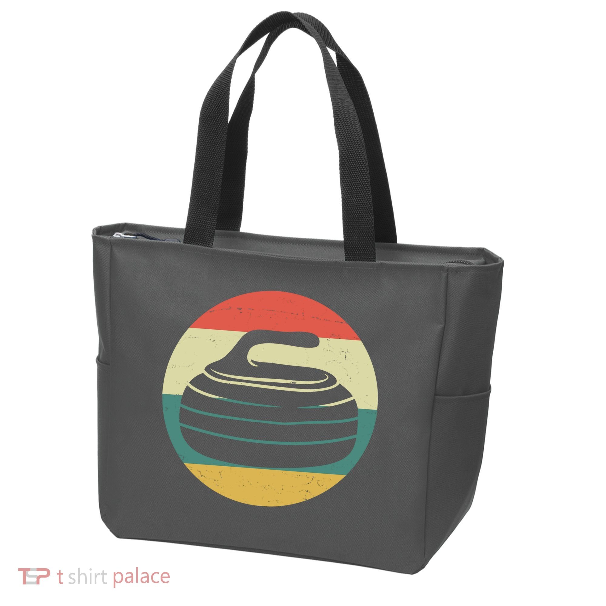 Team Curling Retro Sunset Sport Tote Bag