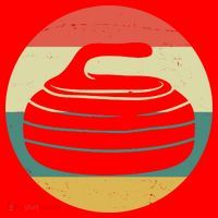 Team Curling Retro Sunset Sport Santa Hat thumb 1