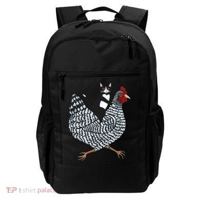 Tuxedo Cat Riding A Chicken Funny Backpack