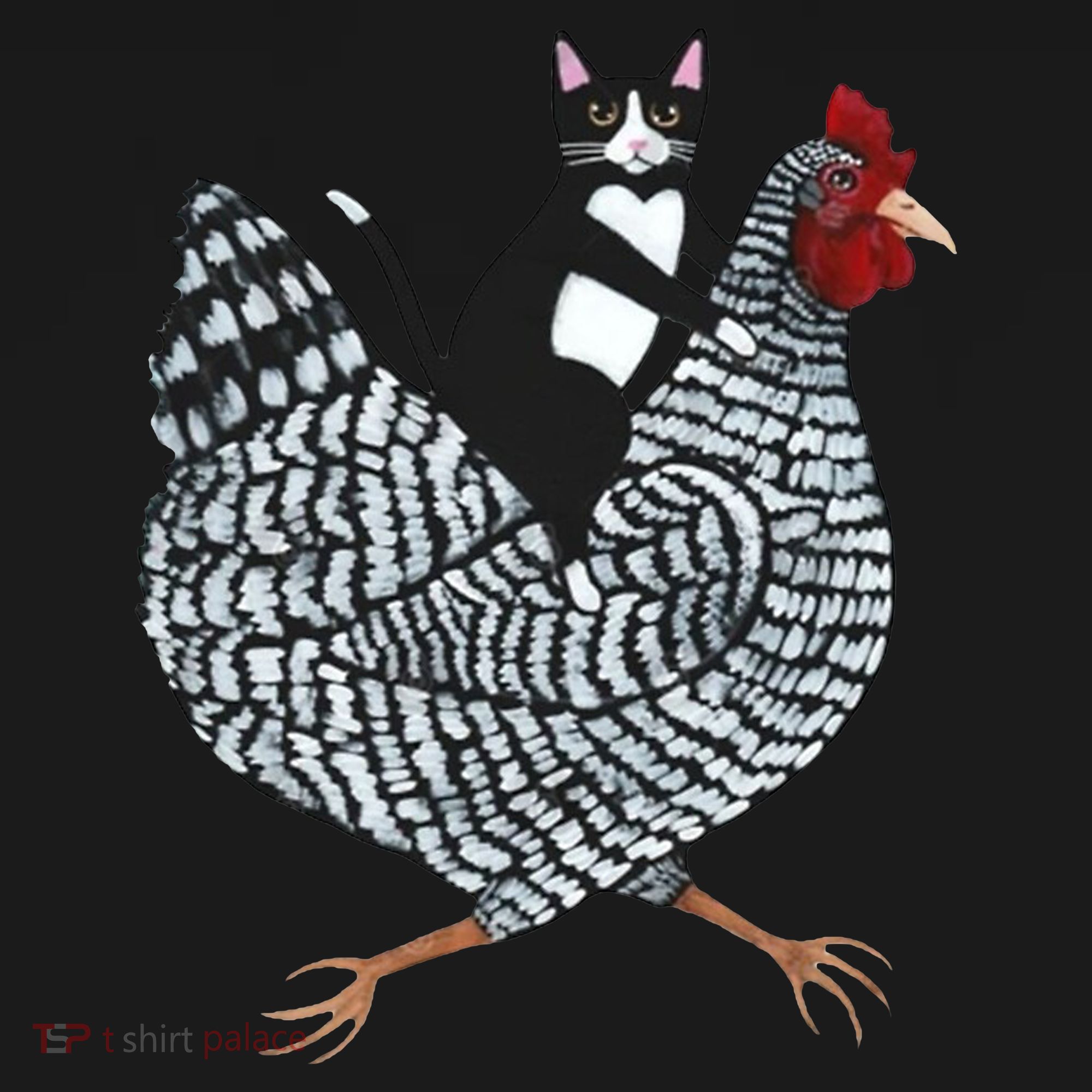 Tuxedo Cat Riding A Chicken Funny Backpack