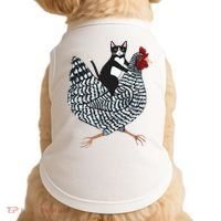 Tuxedo Cat Riding A Chicken Funny Doggie Tank thumb 0