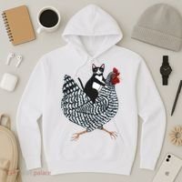 Tuxedo Cat Riding A Chicken Funny Hoodie thumb 3