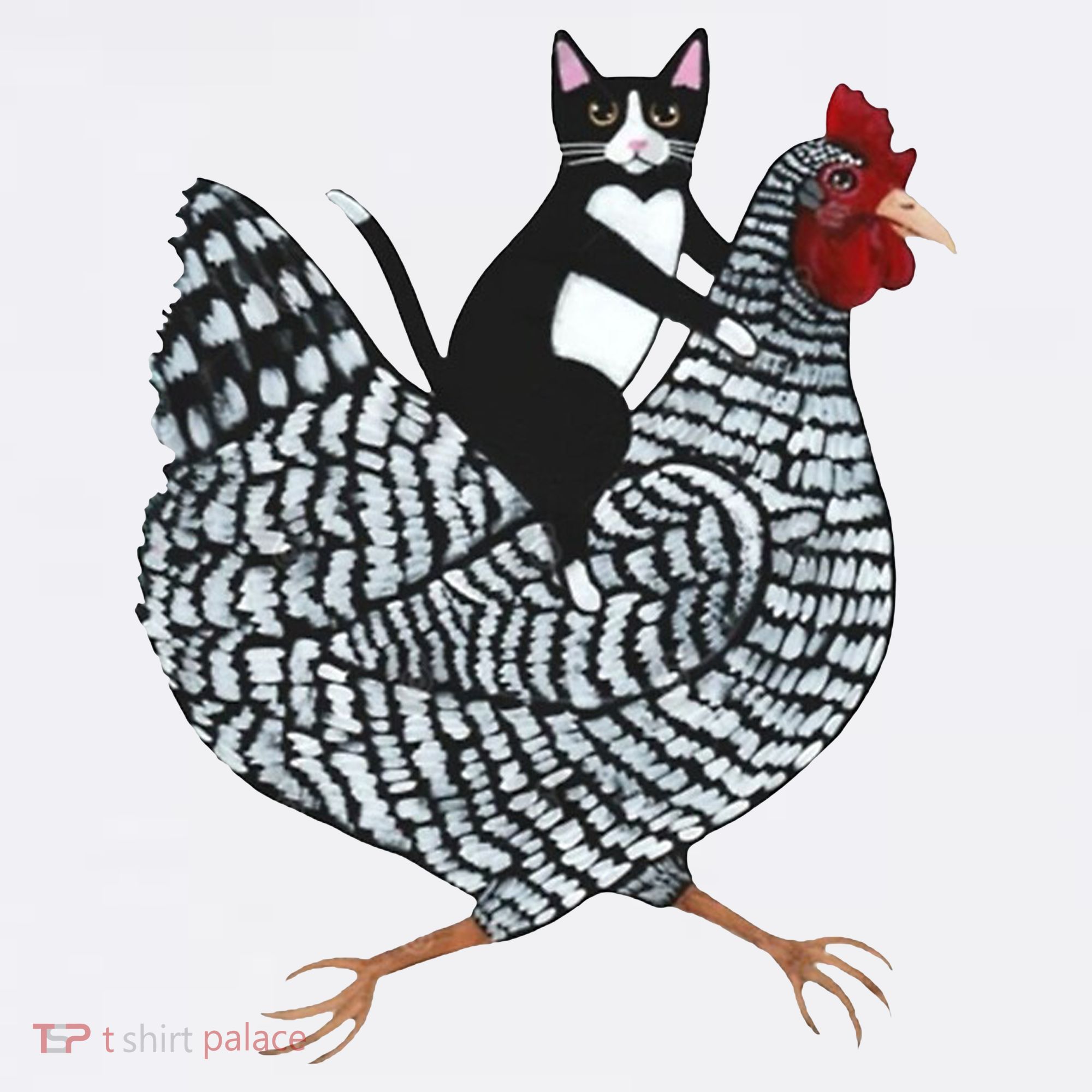 Tuxedo Cat Riding A Chicken Funny Women's Tank Top