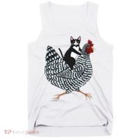 Tuxedo Cat Riding A Chicken Funny Tank Top thumb 0