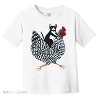 Tuxedo Cat Riding A Chicken Funny Toddler T-Shirt thumb 0