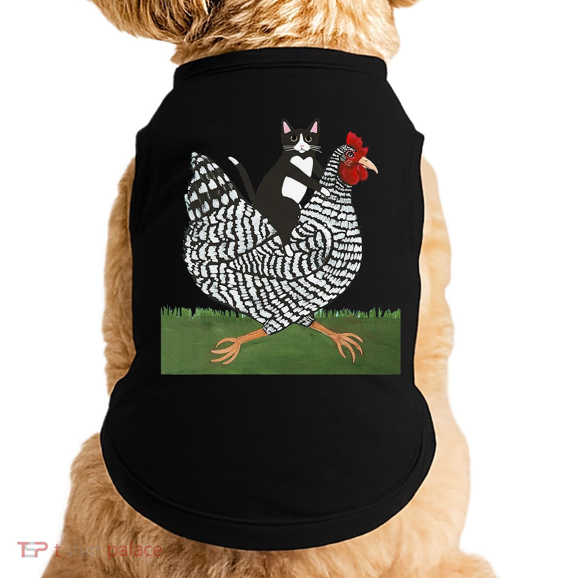 Tuxedo Cat Riding A Chicken Gift Doggie Tank