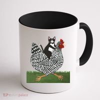 Tuxedo Cat Riding A Chicken Gift Coffee Mug thumb 1