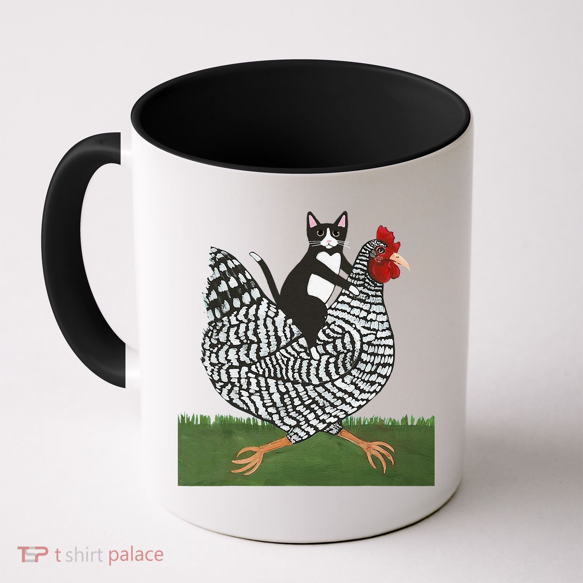 Tuxedo Cat Riding A Chicken Gift Coffee Mug