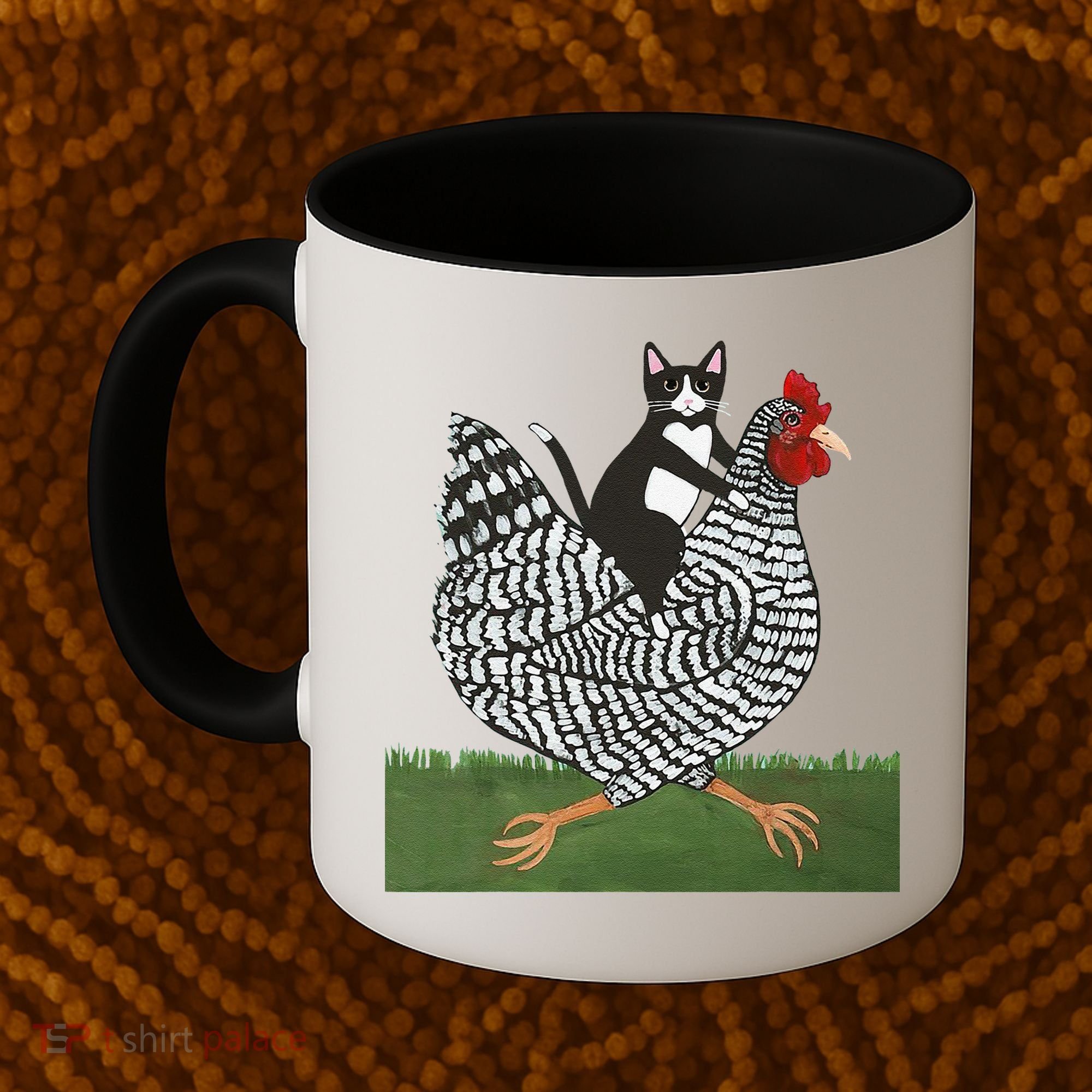 Tuxedo Cat Riding A Chicken Gift Coffee Mug