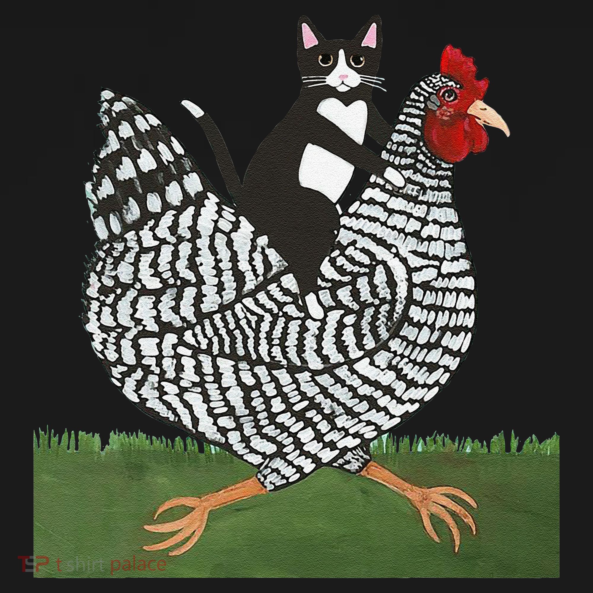 Tuxedo Cat Riding A Chicken Gift Pajama Set