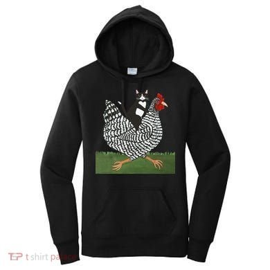 Tuxedo Cat Riding A Chicken Gift Women's Hoodie