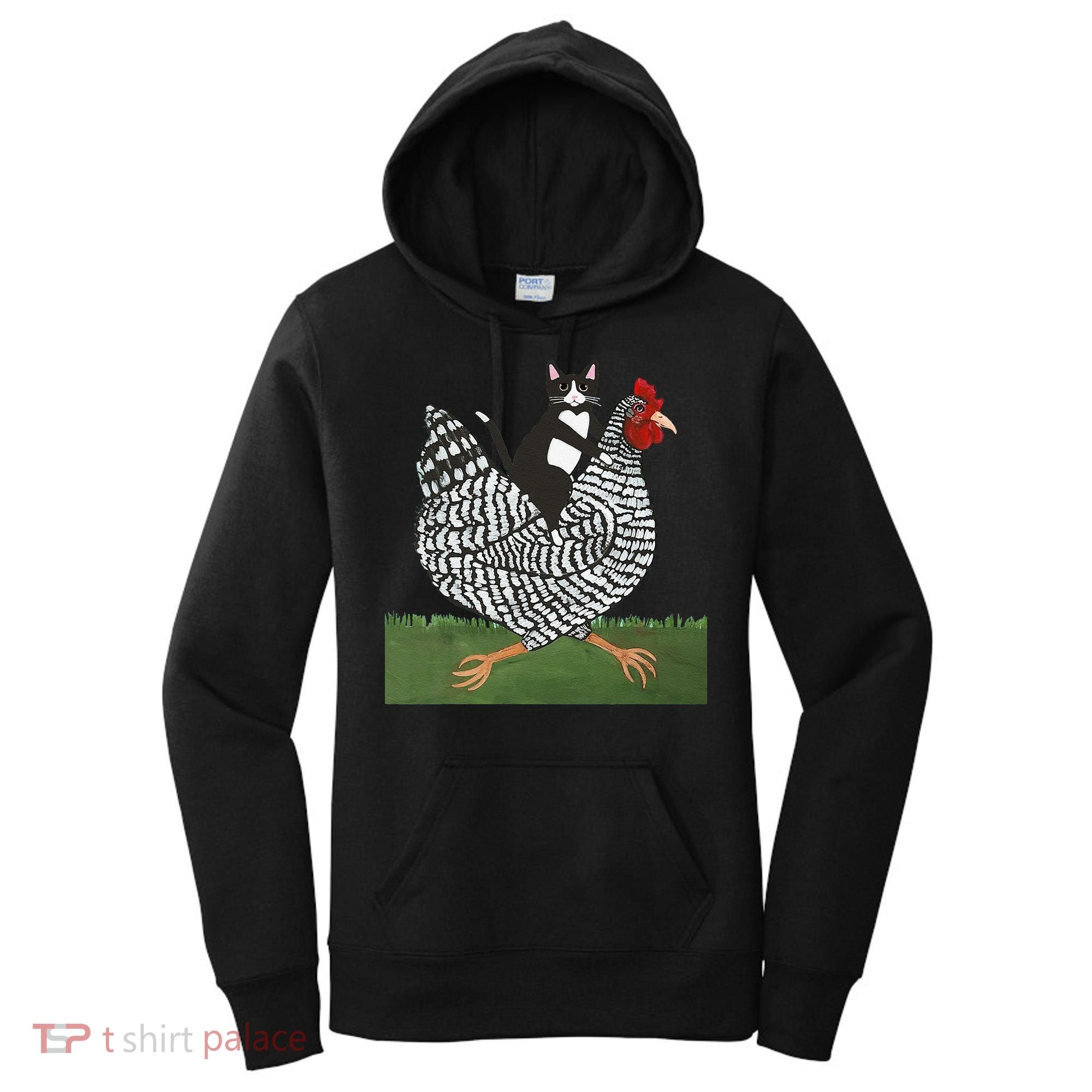 Tuxedo Cat Riding A Chicken Gift Women's Hoodie