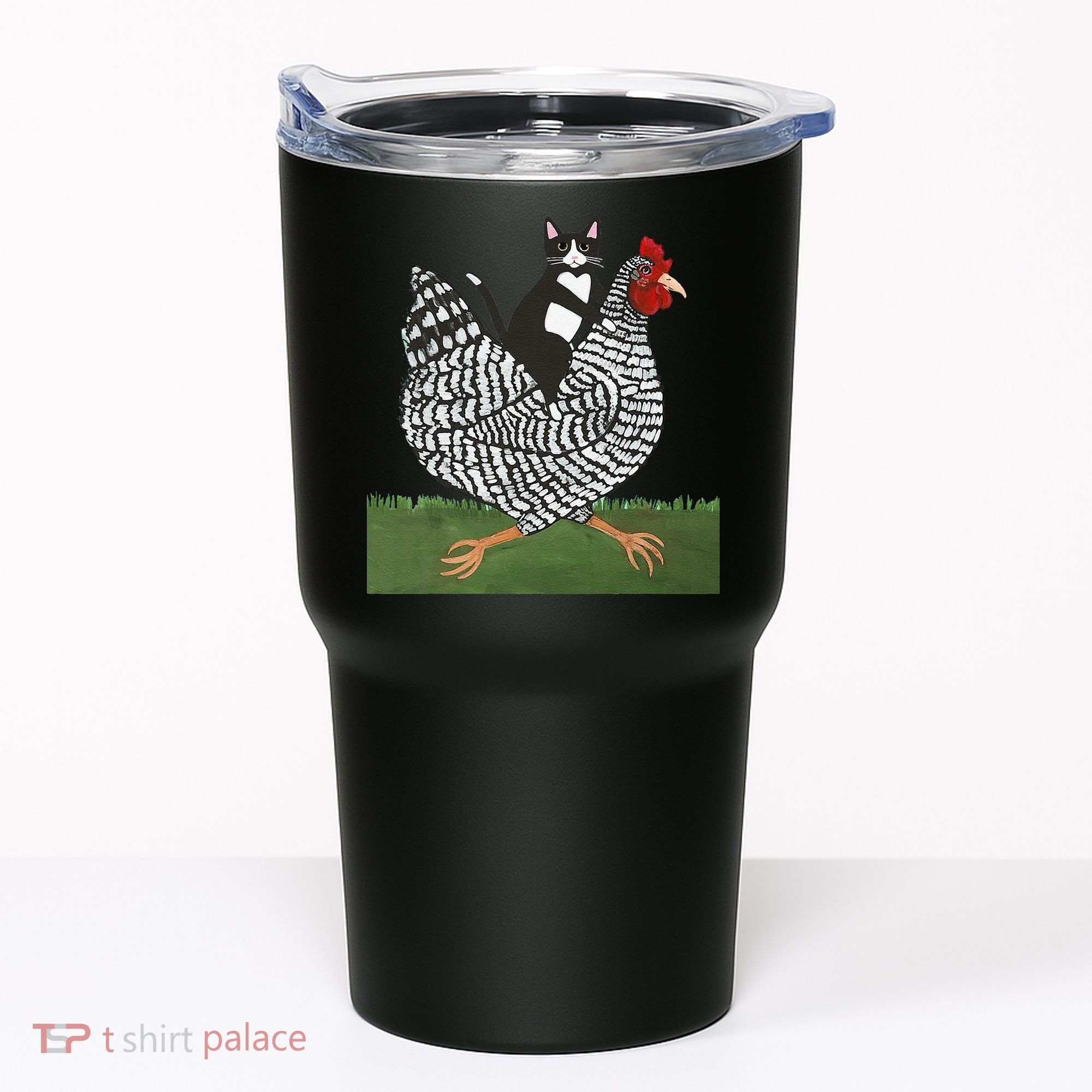 Tuxedo Cat Riding A Chicken Gift Tumbler