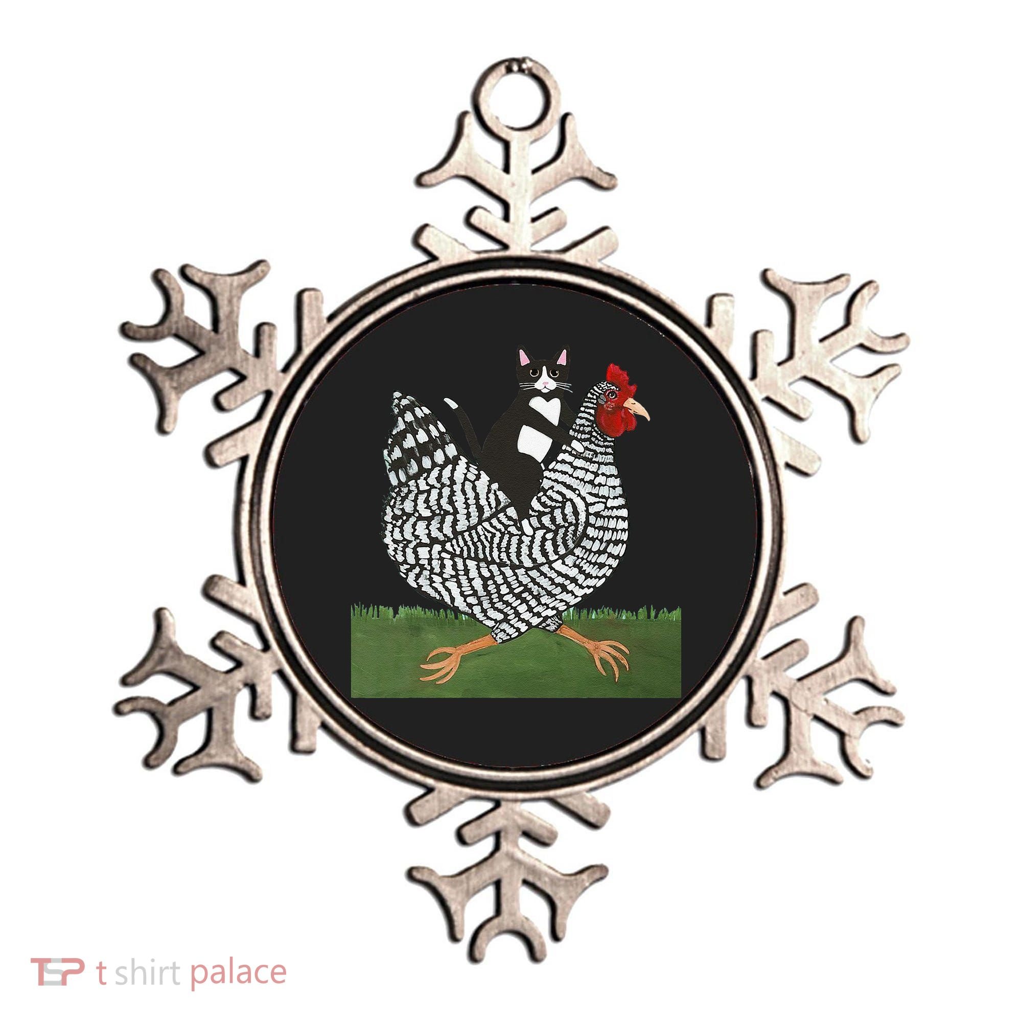 Tuxedo Cat Riding A Chicken Gift Ornament