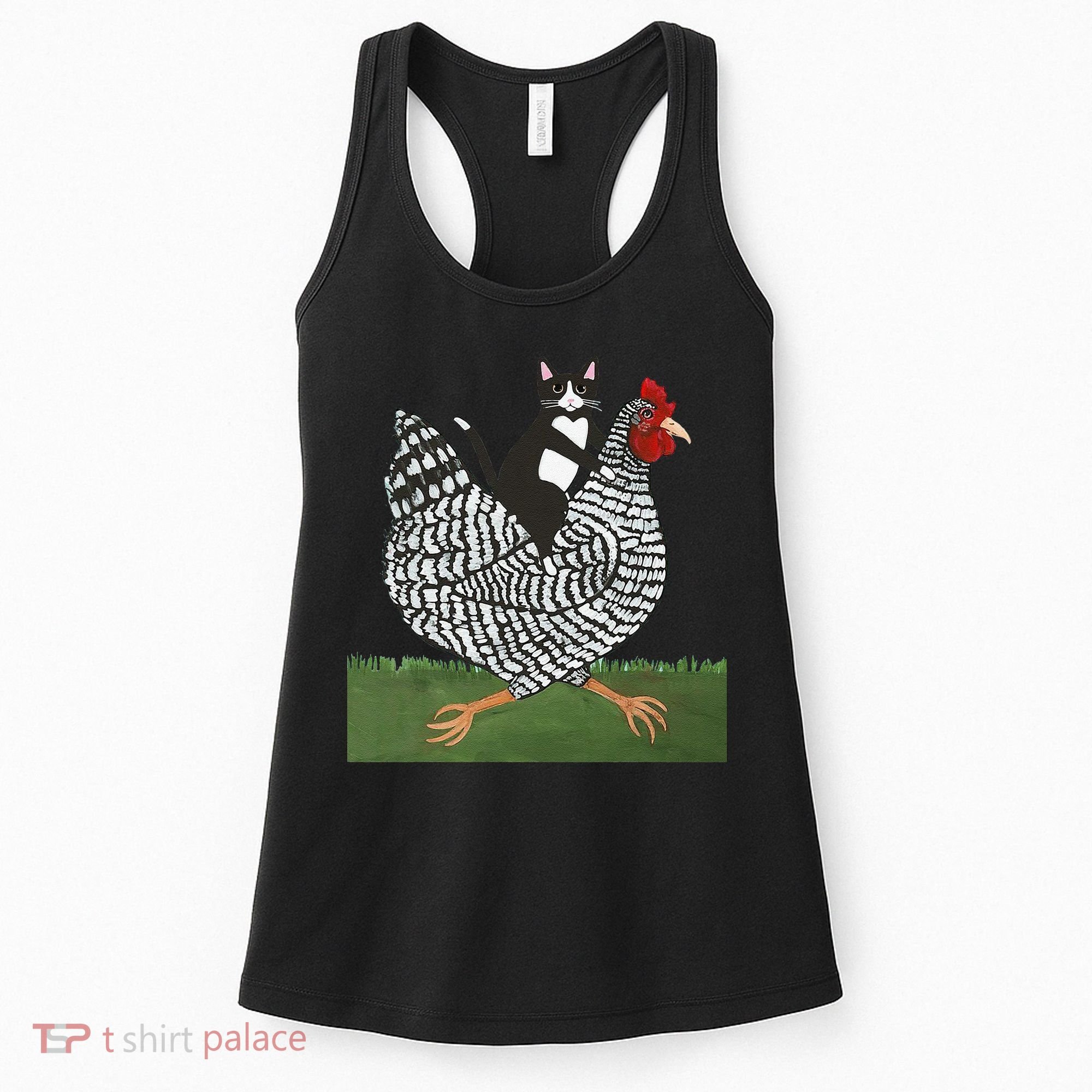 Tuxedo Cat Riding A Chicken Gift Women's Tank Top