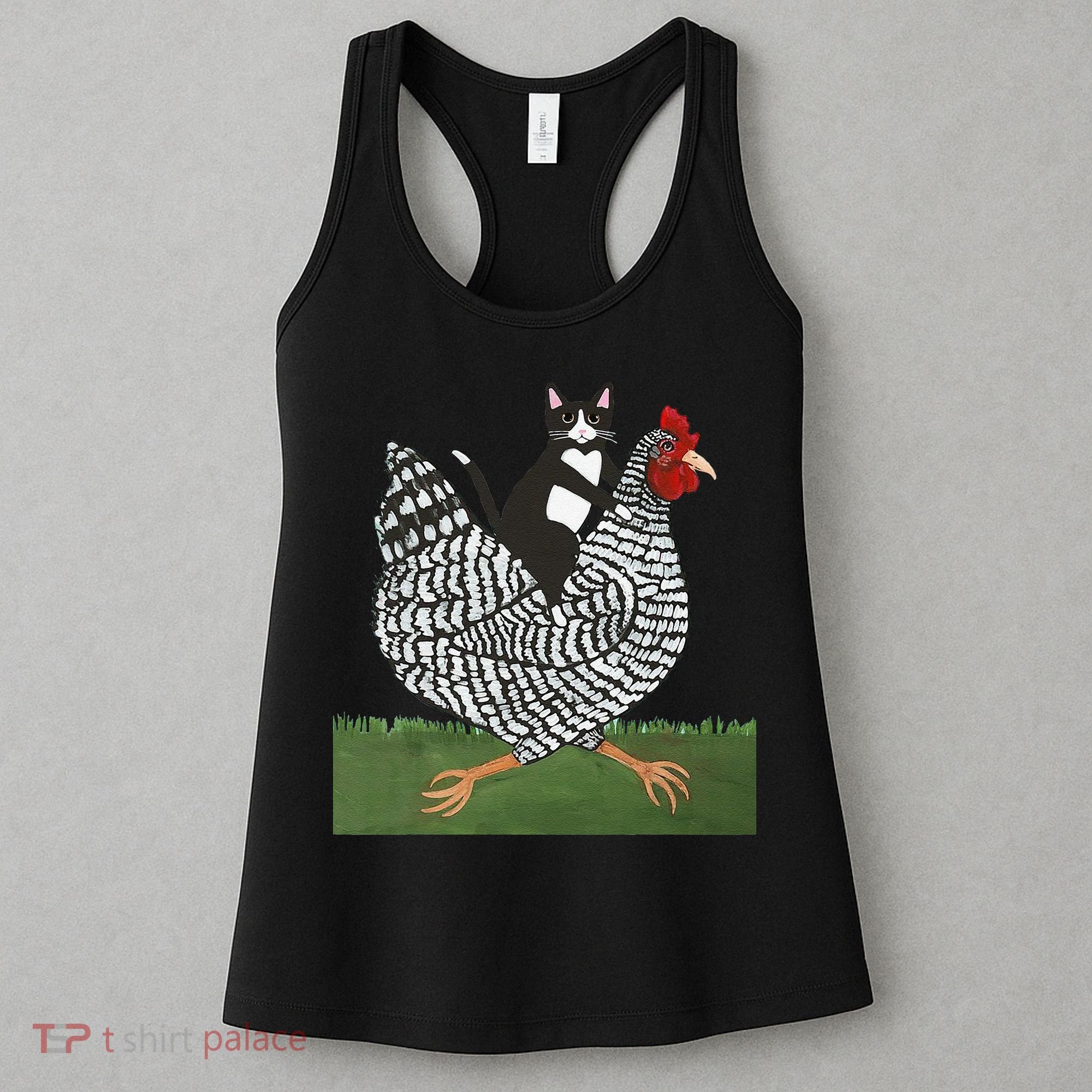 Tuxedo Cat Riding A Chicken Gift Women's Tank Top