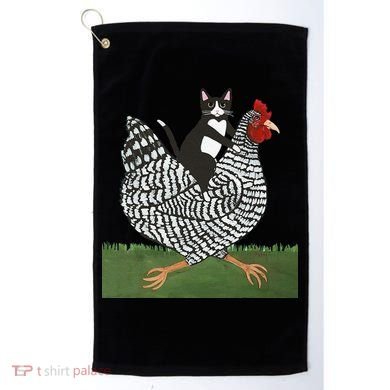Tuxedo Cat Riding A Chicken Gift Golf Towel
