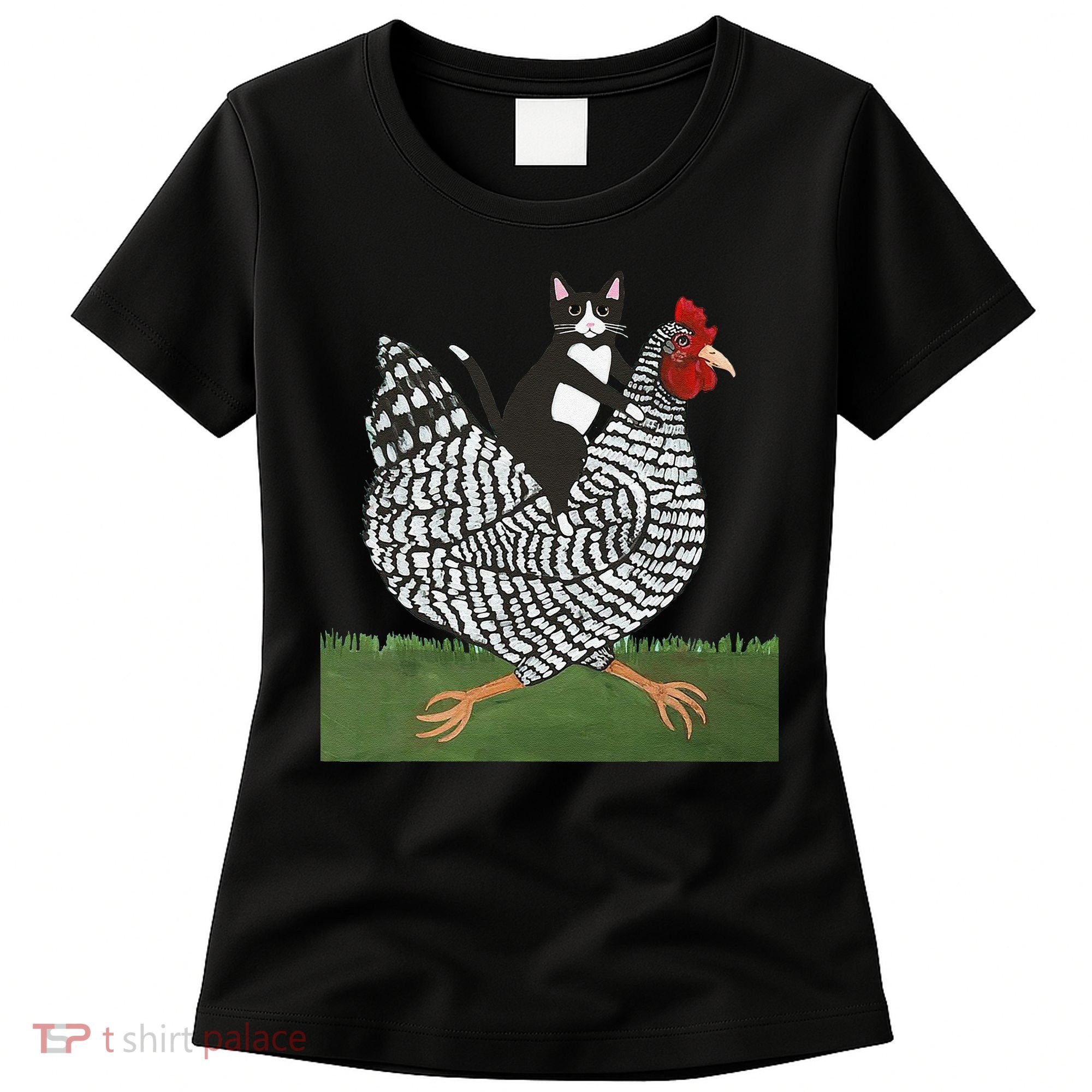 Tuxedo Cat Riding A Chicken Gift Women's T-Shirt