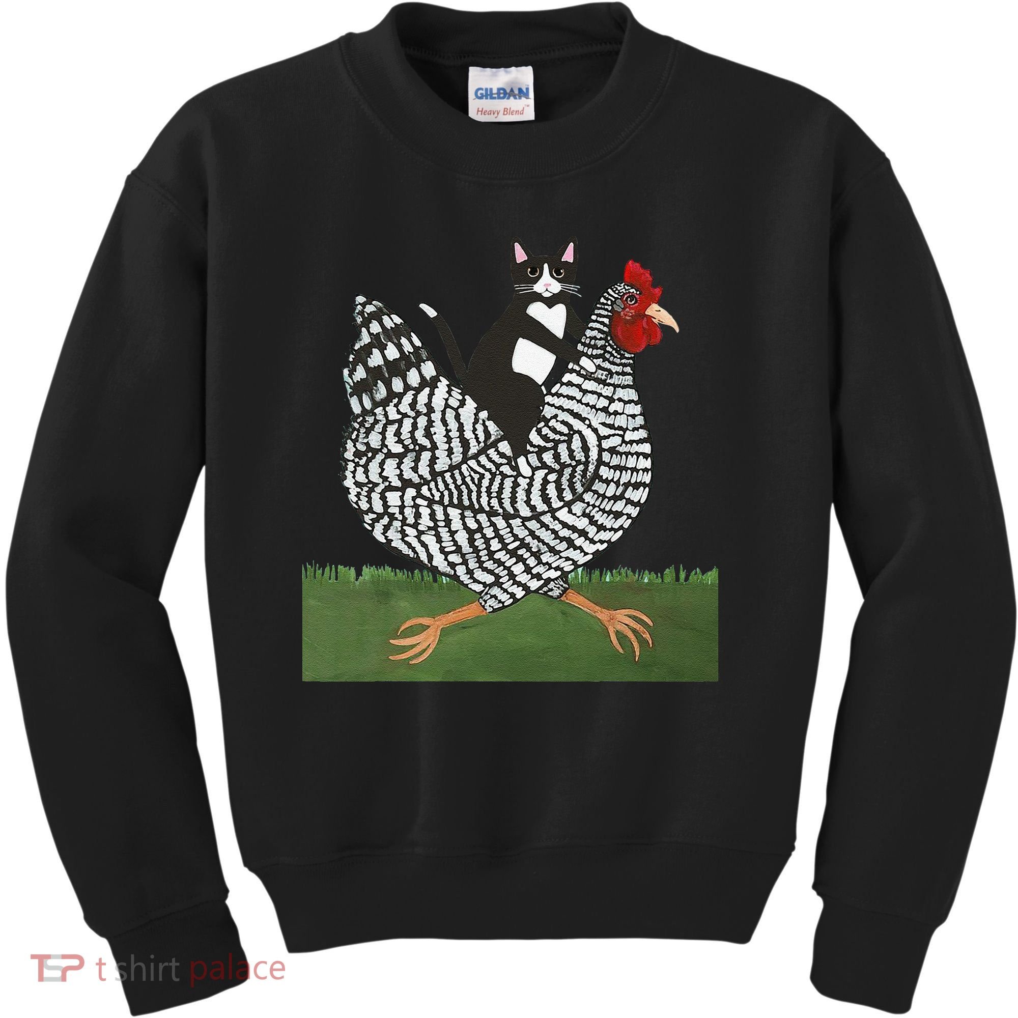 Tuxedo Cat Riding A Chicken Gift Kids Sweatshirt