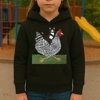 Tuxedo Cat Riding A Chicken Gift Kids Hoodie thumb 3