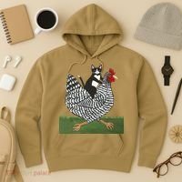 Tuxedo Cat Riding A Chicken Gift Hoodie thumb 3