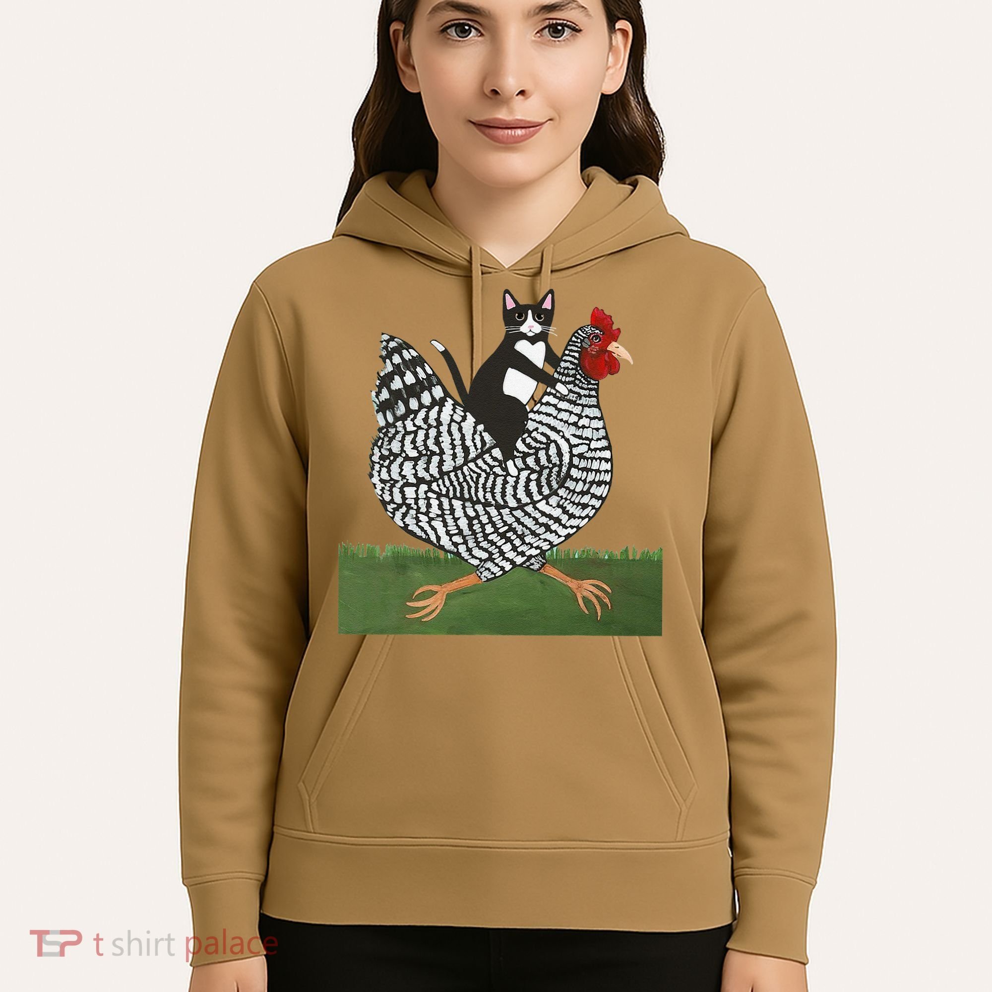 Tuxedo Cat Riding A Chicken Gift Hoodie