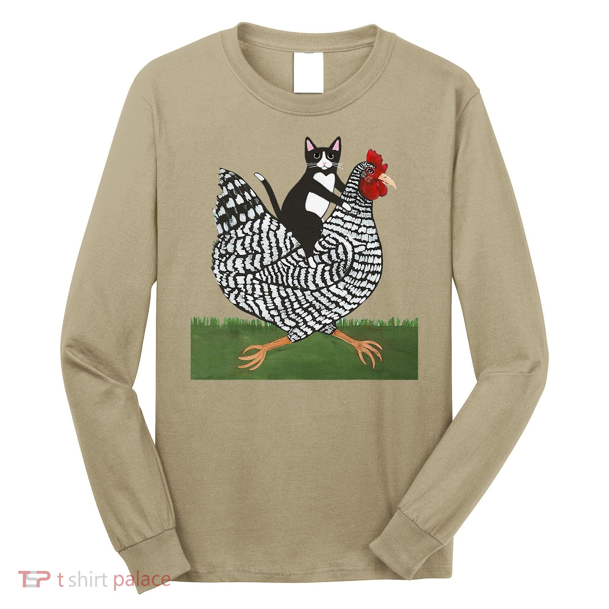 Tuxedo Cat Riding A Chicken Gift Long Sleeve Shirt