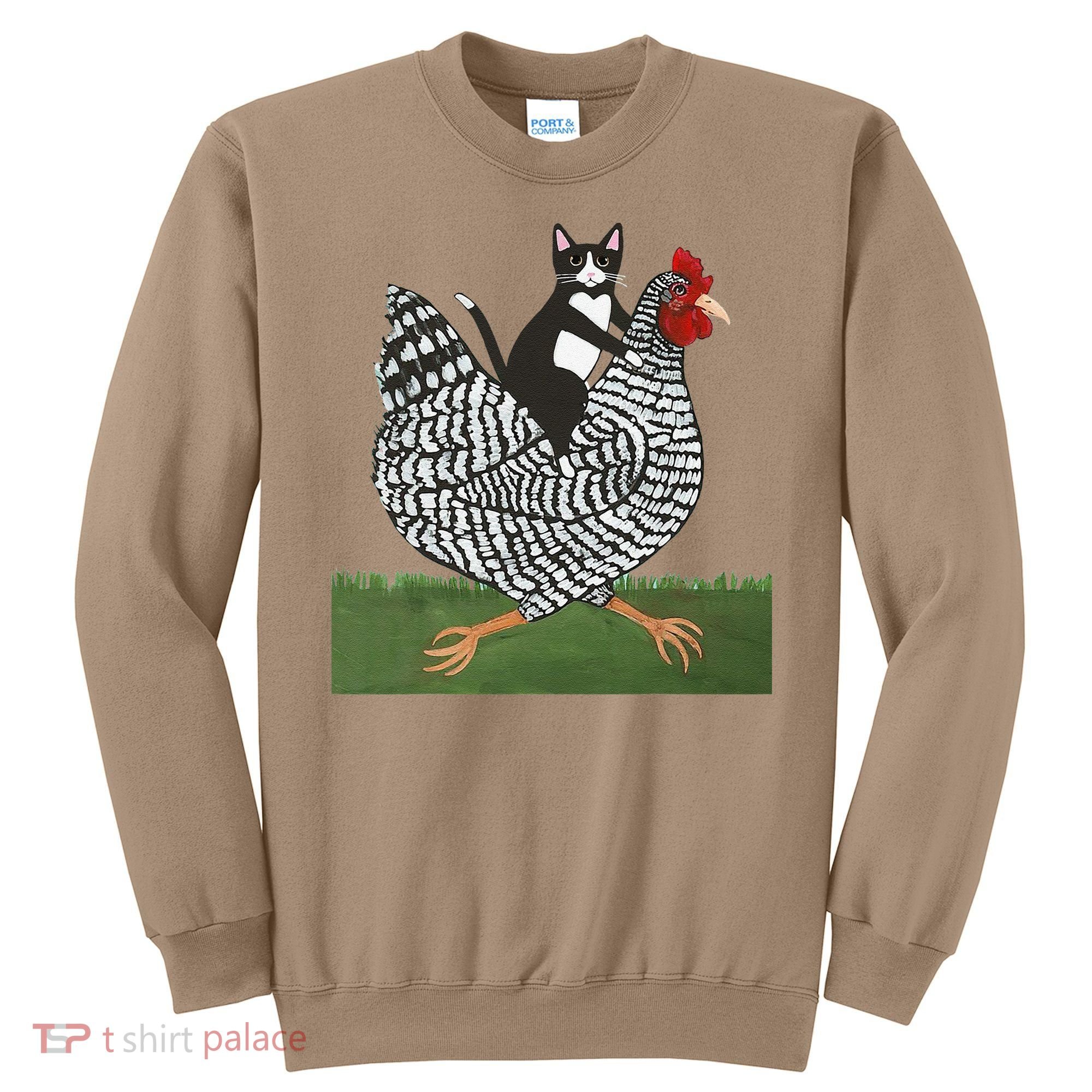 Tuxedo Cat Riding A Chicken Gift Sweatshirt